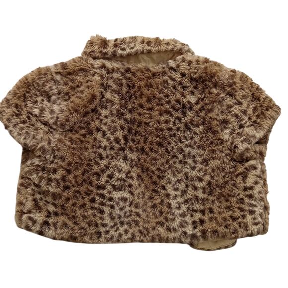 Tahari Girl Faux Fur Jacket Girls 7 Cropped Cheetah Print Lined Polyester - Picture 3 of 7